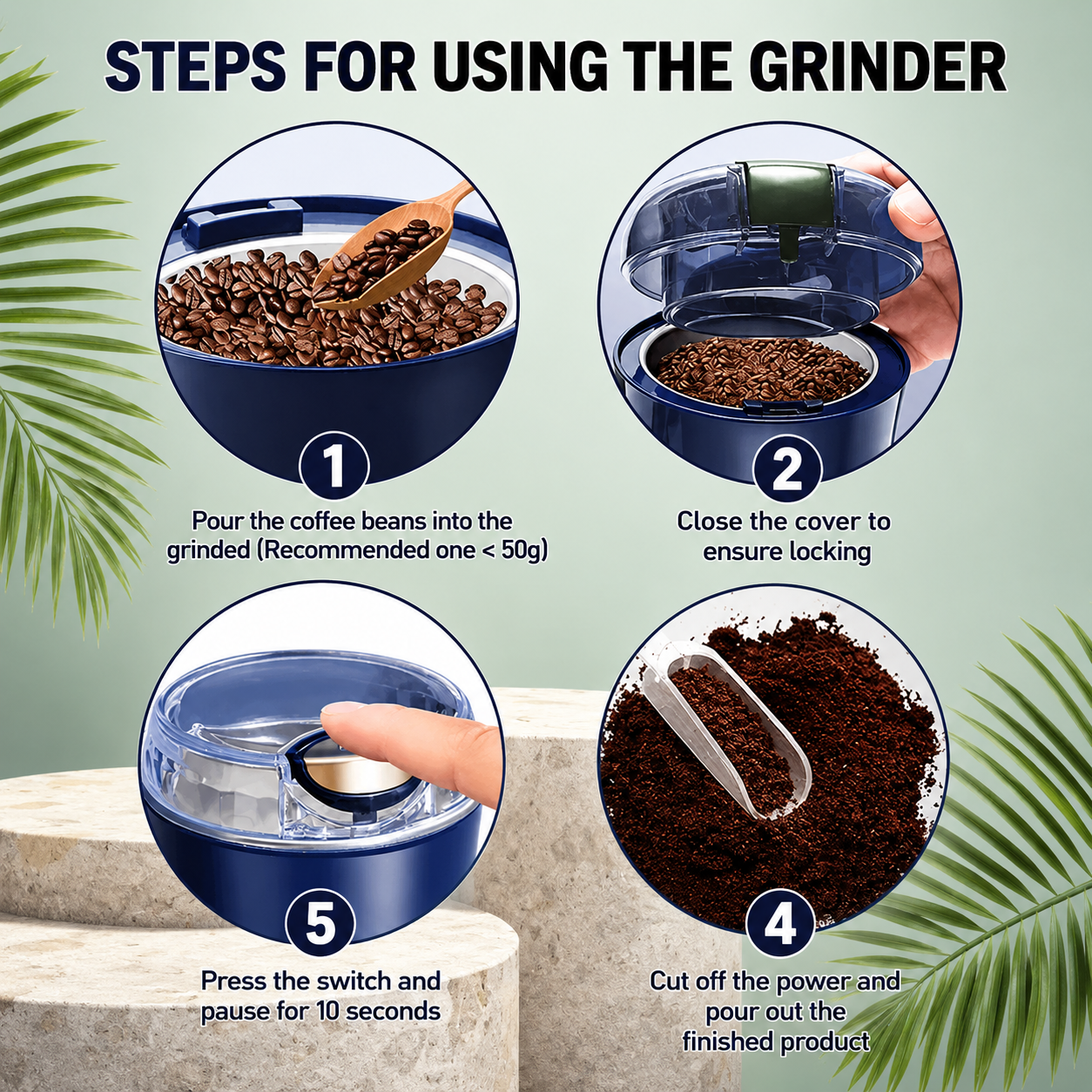 Portable Electric Coffee & Spice Grinder | Stainless Steel Mini Grinding Machine