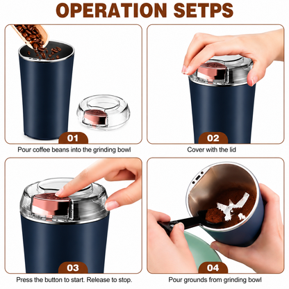 Portable Electric Coffee & Spice Grinder | Stainless Steel Mini Grinding Machine