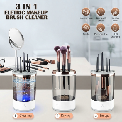 CrystalClear 360° Rotating Makeup & Cosmetic Brush Organizer with Dustproof Cover Dropdash