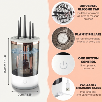 CrystalClear 360° Rotating Makeup & Cosmetic Brush Organizer with Dustproof Cover Dropdash