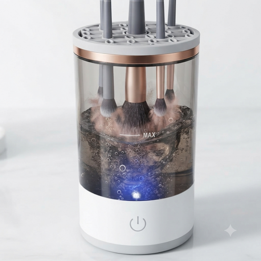 CrystalClear 360° Rotating Makeup & Cosmetic Brush Organizer with Dustproof Cover Dropdash