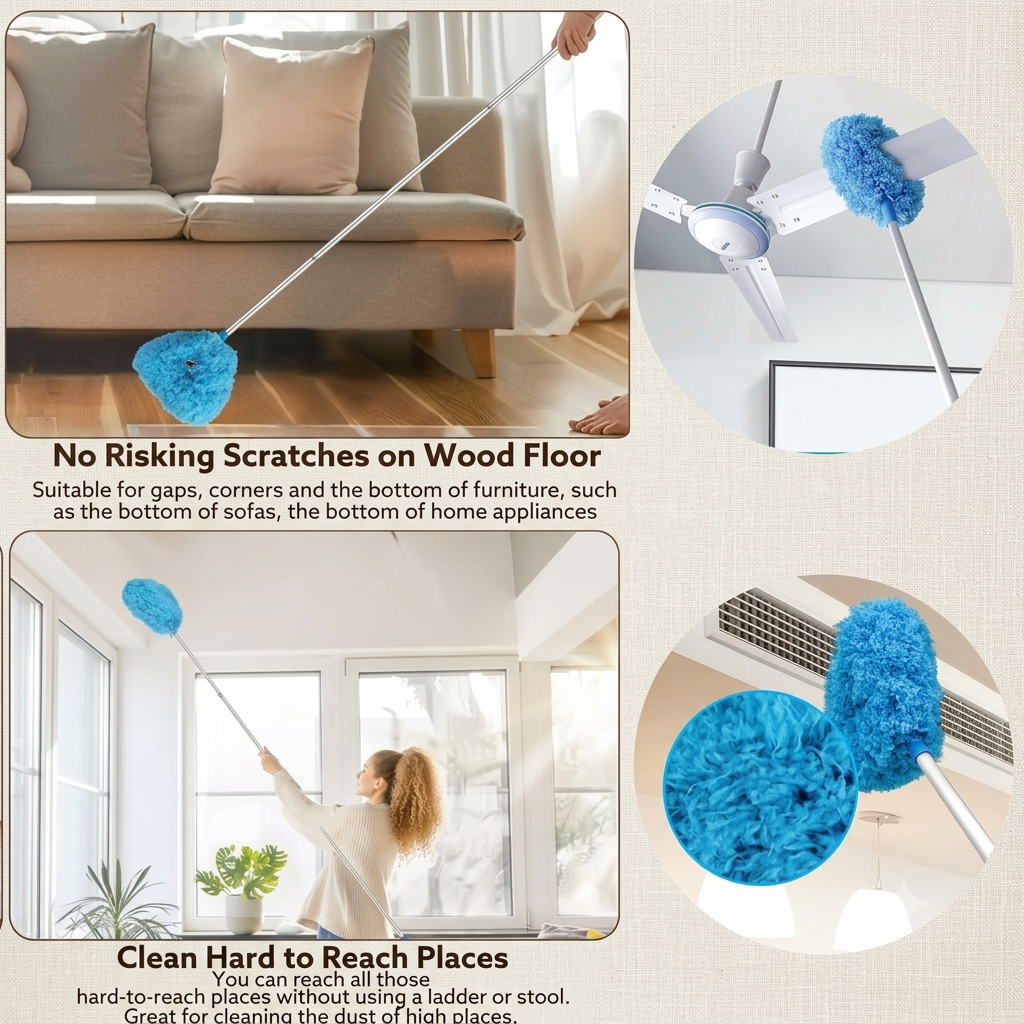Fan Cleaner Brush with Long Rod