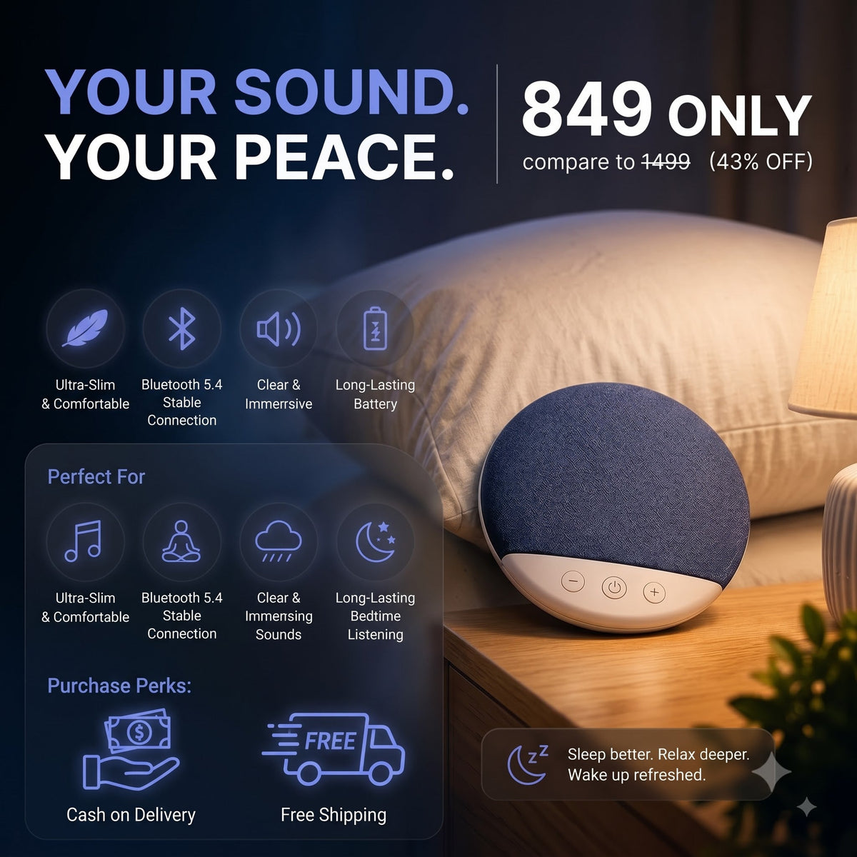 SnoozeWave™ Sleep Sound & Relaxation Pad Dropdash