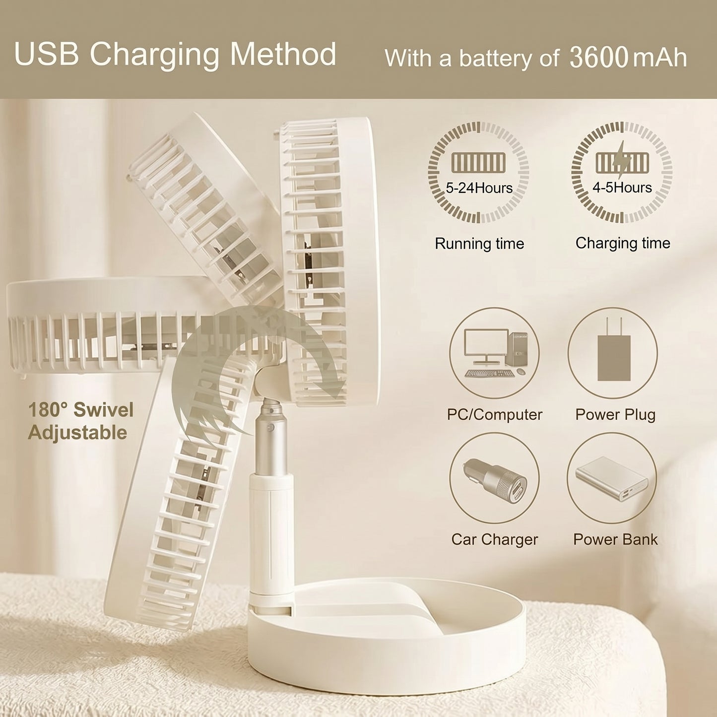 Drovaa Adjustable Cooling Fan